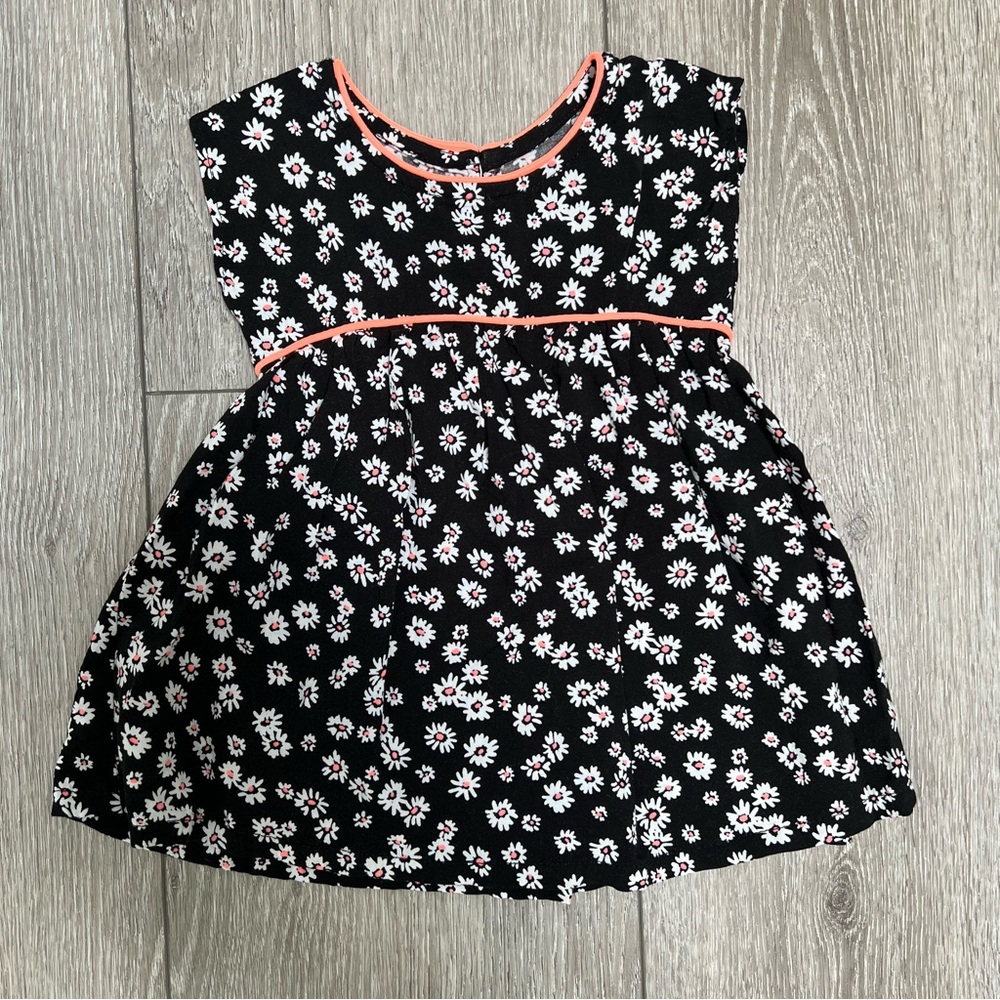 CAT AND JACK SHORT SLEEVE DRESS DAISY BLACK 12MO